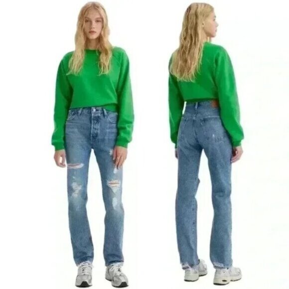 Levi's 501 Premium Straight Leg Jeans in Hits Different Women's Size 24 x 30 - Picture 1 of 10